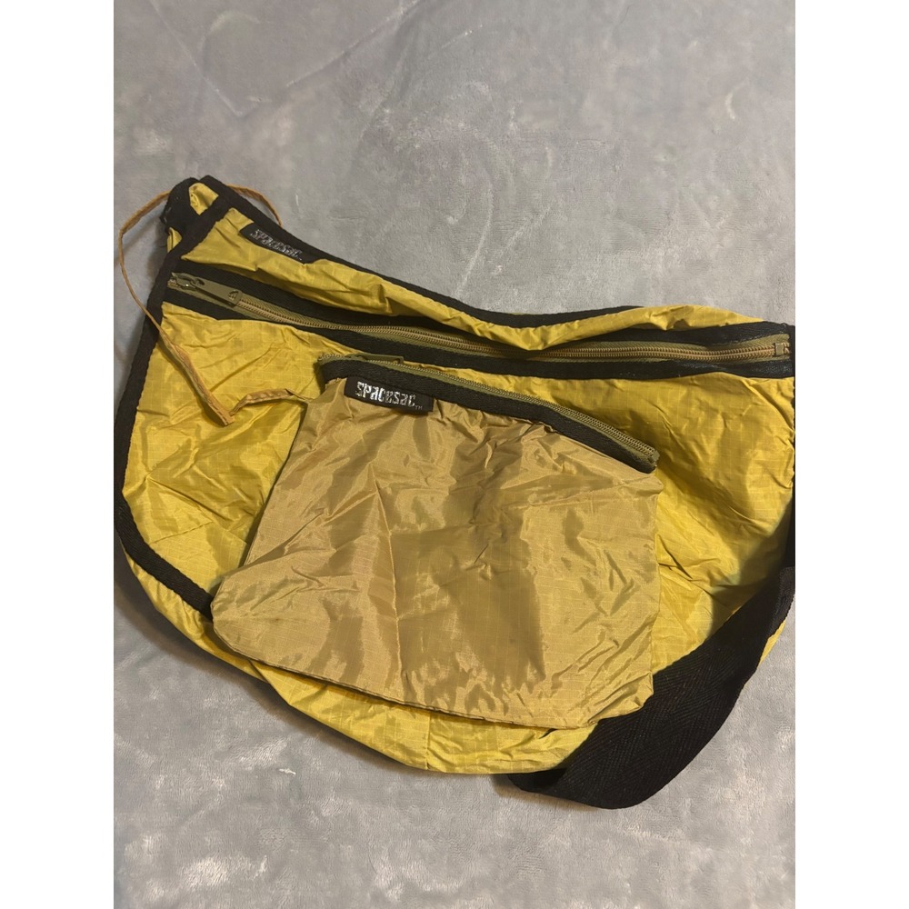 SPACESAC Yellow Ripstop Nylon Crossbody Messenger Bag with Tethered Pouch